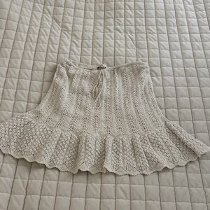 Zara Cream Lace A-Line Skirt